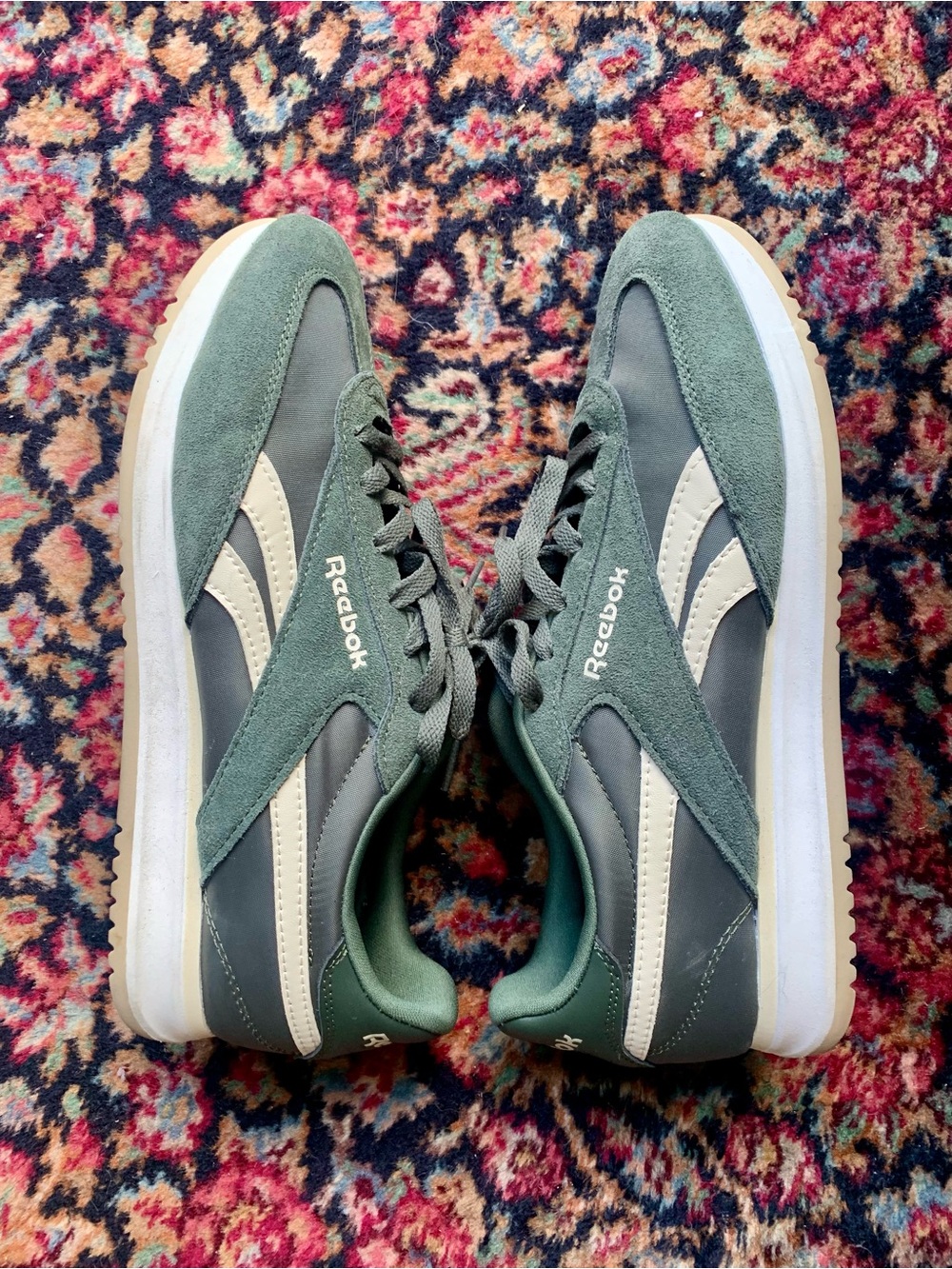 Reebok Green and Cream Men's Sneakers